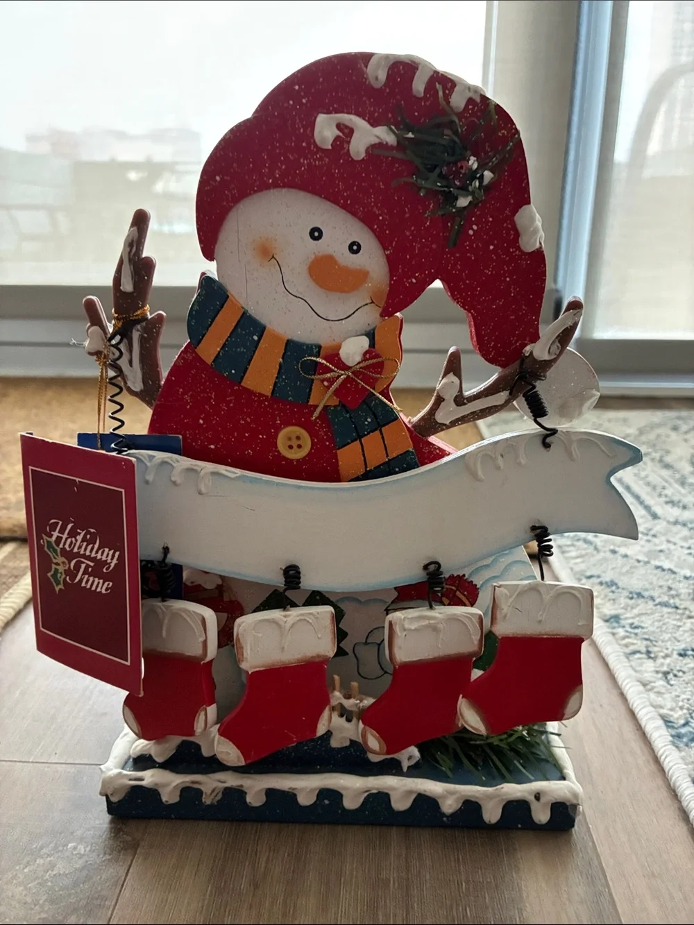 Festive Snowman Holiday Table Décor - Red and White